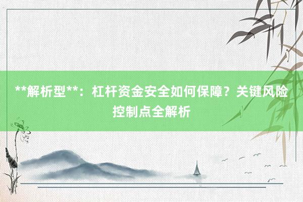 **解析型**：杠杆资金安全如何保障？关键风险控制点全解析