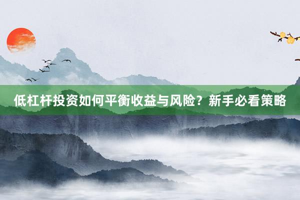 低杠杆投资如何平衡收益与风险？新手必看策略