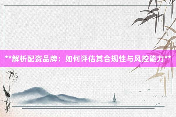 **解析配资品牌：如何评估其合规性与风控能力**