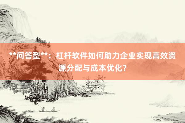 **问答型**：杠杆软件如何助力企业实现高效资源分配与成本优化？