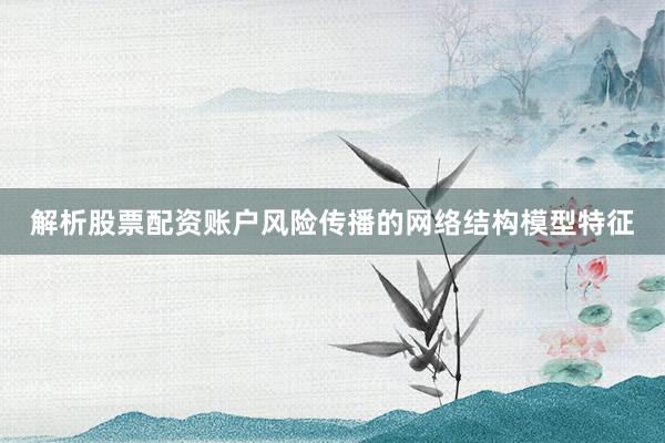 解析股票配资账户风险传播的网络结构模型特征