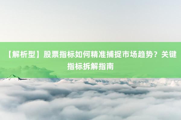【解析型】股票指标如何精准捕捉市场趋势？关键指标拆解指南