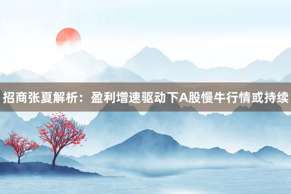 招商张夏解析：盈利增速驱动下A股慢牛行情或持续