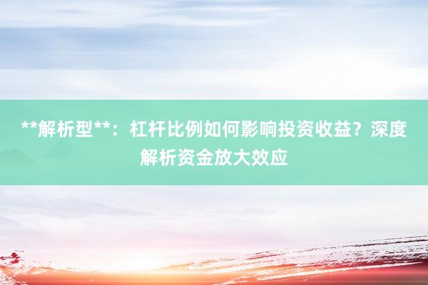 **解析型**：杠杆比例如何影响投资收益？深度解析资金放大效应