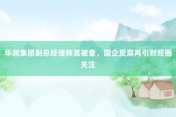 华润集团副总经理韩嵩被查，国企反腐再引财经圈关注