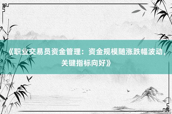 《职业交易员资金管理：资金规模随涨跌幅波动，关键指标向好》