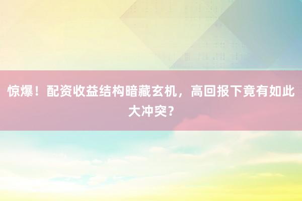 惊爆！配资收益结构暗藏玄机，高回报下竟有如此大冲突？