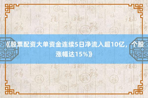 《股票配资大单资金连续5日净流入超10亿,个股涨幅达15%》