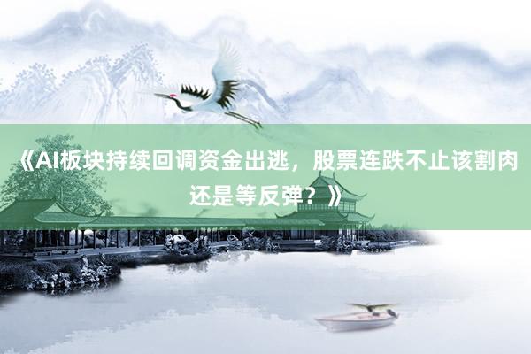 《AI板块持续回调资金出逃，股票连跌不止该割肉还是等反弹？》