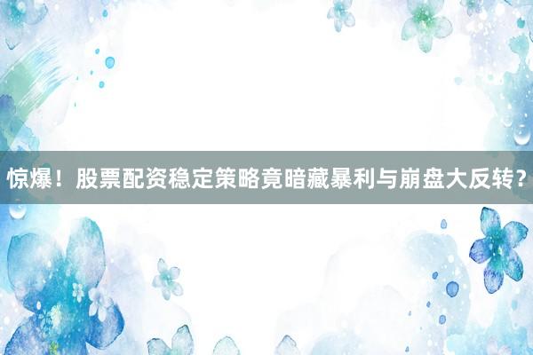 惊爆！股票配资稳定策略竟暗藏暴利与崩盘大反转？