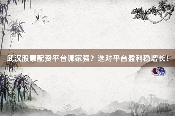 武汉股票配资平台哪家强？选对平台盈利稳增长！