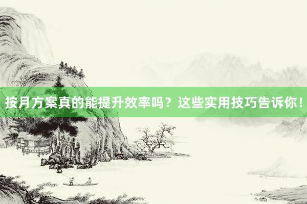 按月方案真的能提升效率吗？这些实用技巧告诉你！
