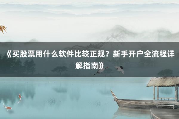 《买股票用什么软件比较正规？新手开户全流程详解指南》