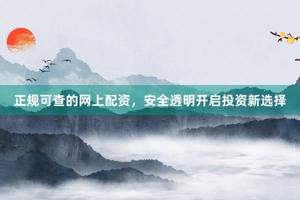 正规可查的网上配资，安全透明开启投资新选择