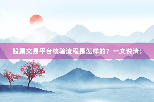 股票交易平台核验流程是怎样的？一文说清！
